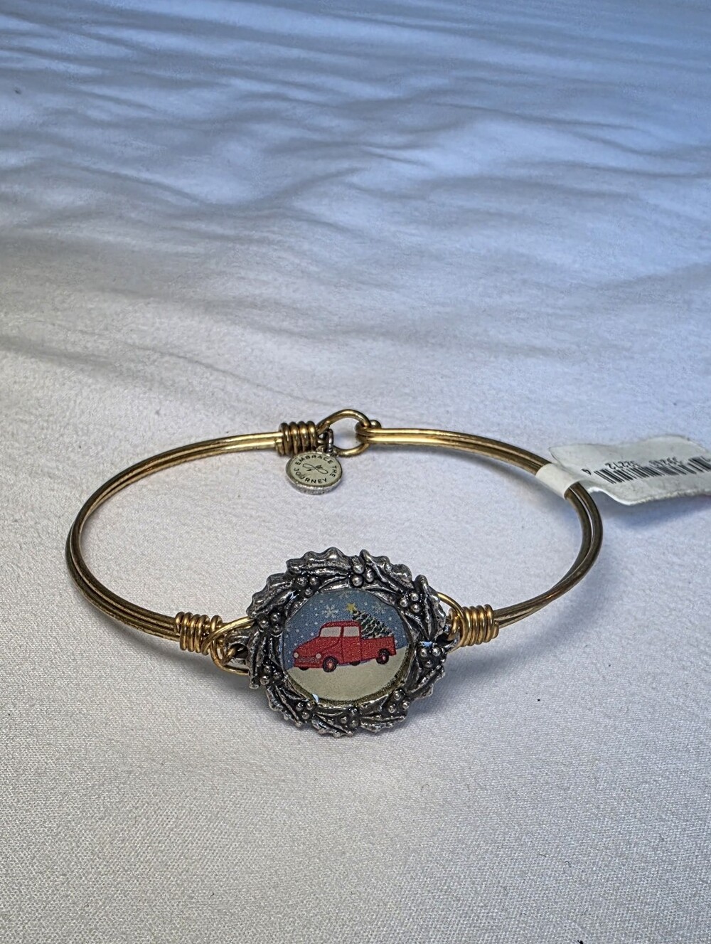 Luca And Danni Gold Bangle Bracelet with Red Truck Holiday Christmas Charm NWT